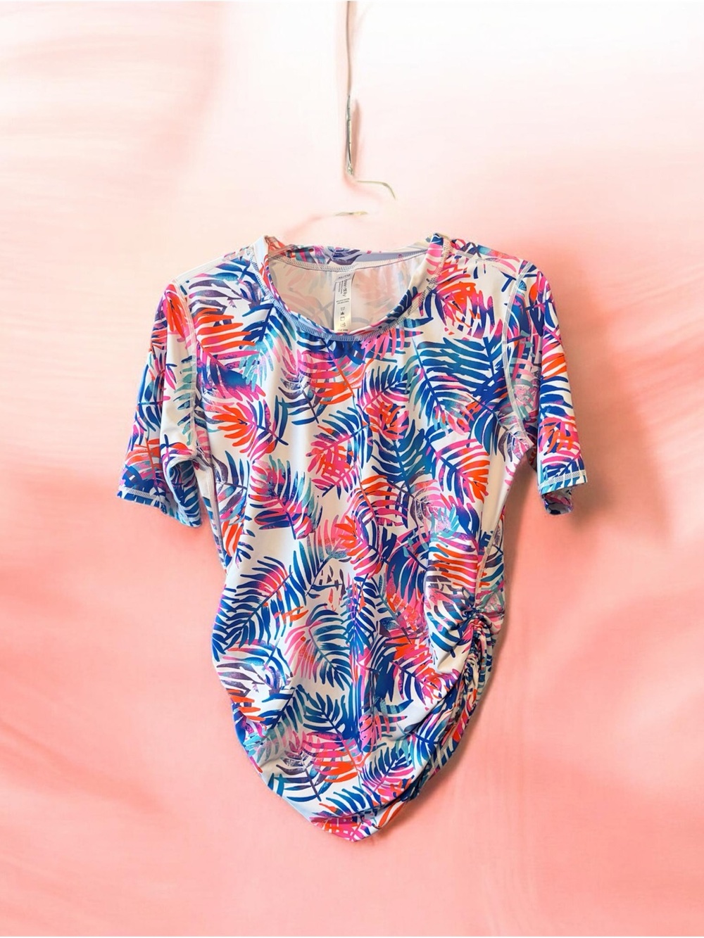 Tropical Leaf Short Sleeve Swim rash guard maternity - White Multi